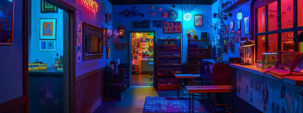 a vibrant and engaging escape room filled with immersive puzzles and intriguing decor, captured in dynamic lighting to highlight an atmosphere of teamwork and challenge.