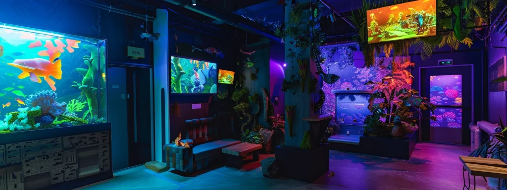 a vibrant, modern escape room filled with intricate puzzles and immersive decor, inviting participants to embark on an exciting adventure.